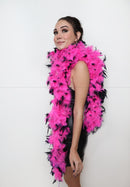 100 gramos g Boa rosa fuerte con puntas negras Boas de plumas Chandelle de pavo de alta calidad Completamente esponjosas 6 pies 2 yardas de largo Accesorio para disfraz de Halloween - SACASUSA