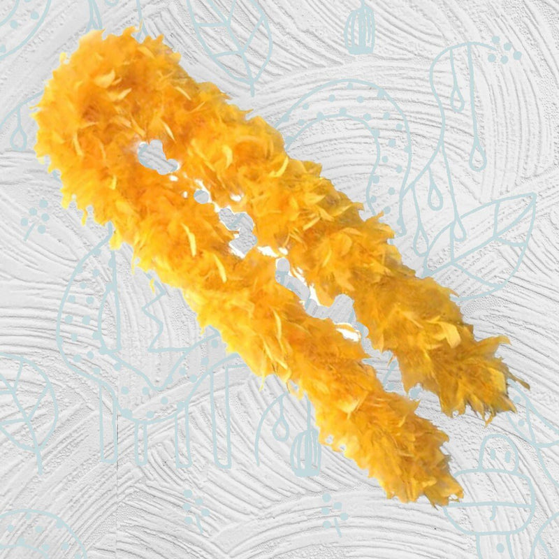 100g Boa oro amarillo oropeles pavo Chandelle Boa de plumas 6 pies de largo años 20 hermoso color accesorio de disfraz de Halloween - SACASUSA