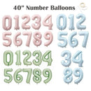 40 pulgadas Jumbo Light Creamy Blue Green Pink Foil Mylar Número Globos Niño Niña 1 2 3 4 5 6 7 8 9 0 Fiesta de cumpleaños Revelación de género Baby Shower - SACASUSA