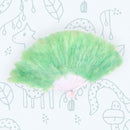 Abanico de mano de plumas plegable de color verde claro grande hecho a mano, nuevo para fiesta de disfraces de Halloween, abanico de boda nupcial, favor de regalo - SACASUSA