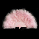 Abanico de mano de plumas plegable, grande, hecho a mano, color rosa bebé, nuevo para fiesta de disfraces de Halloween, abanico de boda nupcial, regalo - SACASUSA