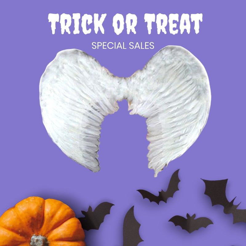 Alas de ángel de hadas de plumas blancas grandes hechas a mano con halo gratis Disfraz de Halloween Alas de fiesta Hombres Mujeres Adultos L - SACASUSA