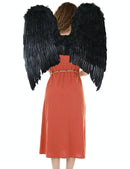 Alas de ángel de plumas negras extra grandes XL de 28 x 26 pulgadas con HALO GRATIS para adultos, mujeres y hombres - SACASUSA