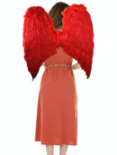 Alas de ángel de plumas rojas extra grandes con halo para adulto - SACASUSA