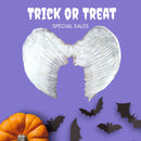 Alas de disfraces de Halloween Alas de ángel de hadas de plumas blancas grandes con halo gratis para mujeres, hombres o adultos Accesorios fotográficos fiesta de cosplay unisex L - SACASUSA
