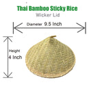 Auténtica cocina tailandesa hecha a mano con nuestra cesta grande para vaporera de arroz pegajoso de bambú y tapa redonda de mimbre - SACASUSA