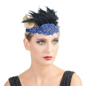 Azul Vintage inspirado El gran Gatsby Rhinestone con cuentas diadema 1920 tocado Flapper negro pluma nupcial tocado de boda Art Déco - SACASUSA