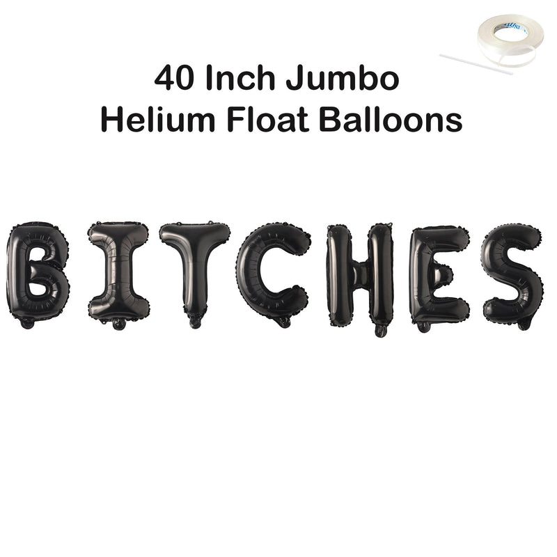 Banner de letras Jumbo BITCHES de 40 pulgadas, rosa, oro rosa, plata, decoración negra, globo, despedida de soltera, despedida de soltera, favores de fin de semana - SACASUSA