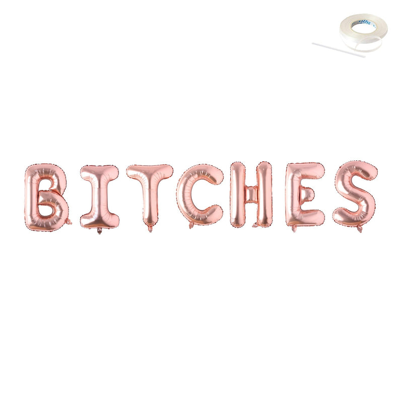 Banner de letras Jumbo BITCHES de 40 pulgadas, rosa, oro rosa, plata, decoración negra, globo, despedida de soltera, despedida de soltera, favores de fin de semana - SACASUSA