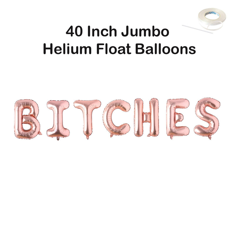 Banner de letras Jumbo BITCHES de 40 pulgadas, rosa, oro rosa, plata, decoración negra, globo, despedida de soltera, despedida de soltera, favores de fin de semana - SACASUSA