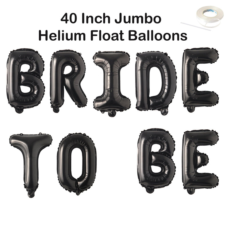 Banner de letras Jumbo BRIDE TO BE de 40 pulgadas, rosa, oro rosa, plata, decoración negra, globo, despedida de soltera, despedida de soltera, favores de fin de semana - SACASUSA