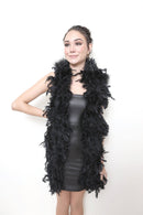 Boa de plumas Chandelle de 100 g, color NEGRO, 2 yardas para regalos de fiesta, manualidades y disfraces para niños, baile, boda, Halloween, disfraces - SACASUSA