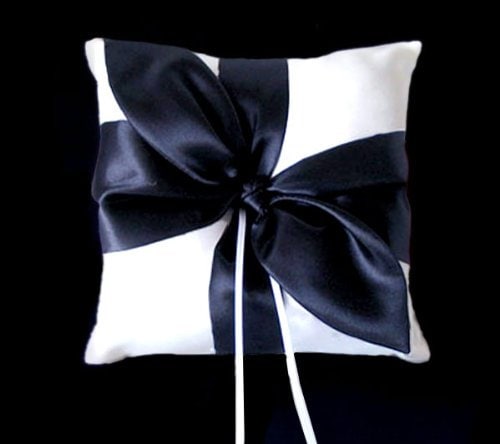 Boda nupcial Amor Nudo Satén Arco Anillo Almohada Portador Accesorios de boda Marfil Blanco Negro Marrón Rojo Rosa Borgoña Vino Hermosa Cinta - SACASUSA