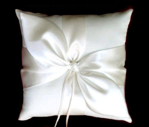 Boda nupcial Amor Nudo Satén Arco Anillo Almohada Portador Accesorios de boda Marfil Blanco Negro Marrón Rojo Rosa Borgoña Vino Hermosa Cinta - SACASUSA