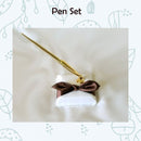 Boda nupcial Marrón Nudo de amor Arco de satén Anillo blanco Almohada Portador Flor Chica Cesta Libro de visitas Pluma conjunto Pastel Cuchillo Servidor Conjunto álbum de fotos - SACASUSA