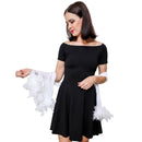 White Sheer Shawl with Real Feathers on Both Ends Formal Wrap Stole Shrug Cape Wedding Bridal Prom Party