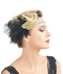 1920s Flapper Headband, Great Gatsby Headpiece, Black Feather Rhinestone Crystal Halloween Hair Accessories