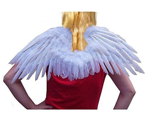 ¡Diseño exclusivo de 25x10 pulgadas! Alas de Hada de á?ngel con plumas, Halo gratis para disfraz de á?ngel de Halloween, accesorios para fotos de Cosplay, ajuste blanco y negro para niños y adultos - SACASUSA