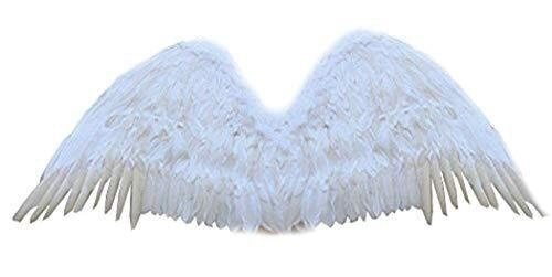 Extra Large 47x17 Inch Feather Halloween Costume Angel & Fairy Wings, Free Halo in Black or White, XL Size for Men, Women & Adults