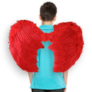 Large Feather Halloween Costume, Fairy Angel Wings, 26" x 19", Black, White, or Red with Free Halo for Men, Women, and Adults