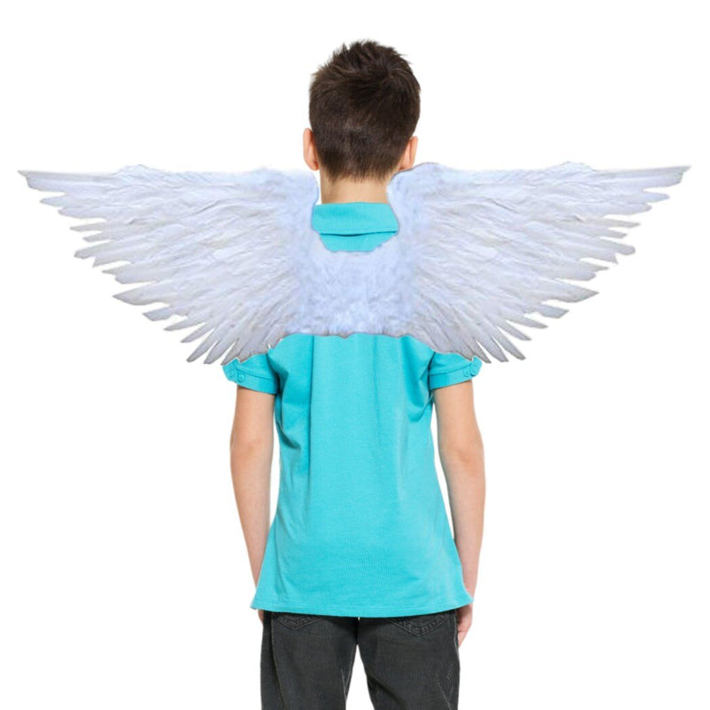 Large Feather Halloween Costume Angel Wings Halo Free Black or White Men Women Adult Size L Halloween Cosplay Costume Fairy Wings