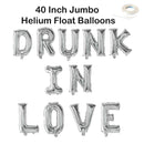 DRUNK IN LOVE 40" Jumbo Balloon Banner | Rose Gold, Rose Silver, Black | Engagement Bridal Shower Decorations, Bachelorette Party Photo Backdrop