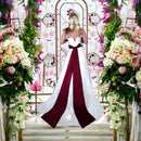 Elegante faja nuptial de satén burdeos extra grande y larga