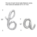 Cursive Script Custom Silver Phrase Choose Your Letter Number Alphabet Balloon Banner Baby Shower / Happy Birthday Personalization Lowercase
