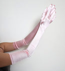 Extra largo rosa 23 pulgadas sobre el codo guantes de satén nupcial de grado A fiesta de Halloween Cosplay formal años 20 longitud operativa fiesta rugiente fiesta de graduación - SACASUSA
