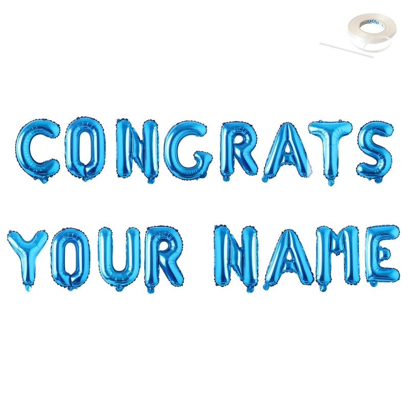 FELICIDADES - Banner de globo Jumbo de 40" con NOMBRE PERSONALIZADO Globos de letras Plata, Oro, Oro rosa, Negro, Rosa, Azul Decoraciones de fiesta Helio - SACASUSA