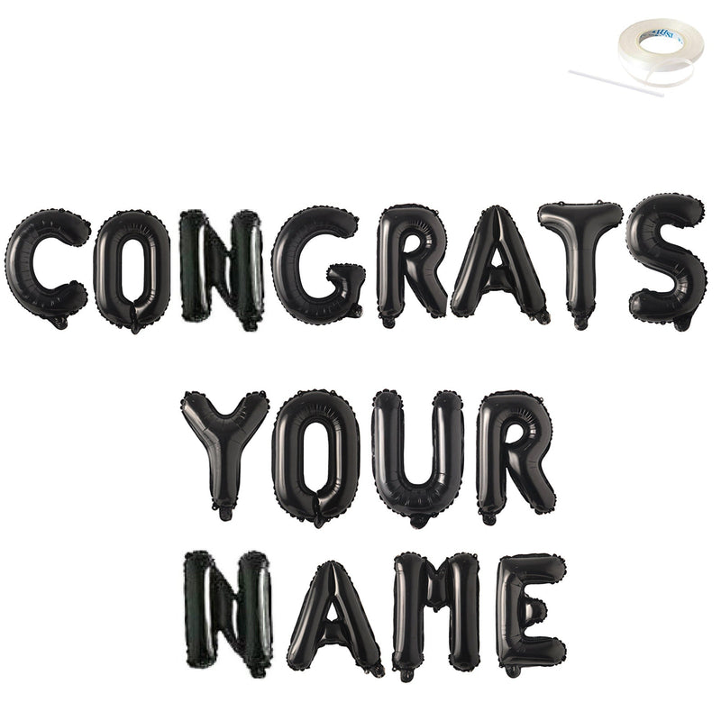 FELICIDADES - Banner de globo Jumbo de 40" con NOMBRE PERSONALIZADO Globos de letras Plata, Oro, Oro rosa, Negro, Rosa, Azul Decoraciones de fiesta Helio - SACASUSA