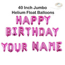 FELIZ CUMPLEAá‘OS Jumbo 40" Globo Banner con nombre personalizado Globos con letras Plata, Oro, Oro rosa, Negro, Rosa, Azul Decoraciones para fiestas Helio - SACASUSA