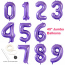 Globo numérico de 40 "0/1/2/3/4/5/6/7/8/9 Globo de aluminio Decoración de fiesta de cumpleaños Oro Plata Azul Rosa Rojo Negro Rosa Oro Verde Púrpura Arco iris - SACASUSA