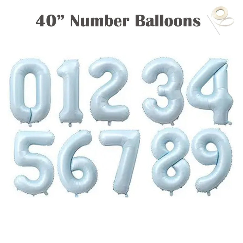 Globos con números de Mylar, color crema, azul, gigante, de 40 pulgadas, niño y niña, 1, 2, 3, 4, 5, 6, 7, 8, 9, 0, decoraciones para fiesta de cumpleaños, Baby Shower, revelación de género - SACASUSA
