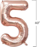 Globos con números de Mylar de lámina de oro rosa gigante de 40 pulgadas para niña 1 2 3 4 5 6 7 8 9 0 Decoraciones para fiesta de cumpleaños Años de antigá¼edad Fiesta de aniversario para niña - SACASUSA