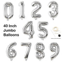 Globos con números Mylar de lámina plateada Jumbo de 40 pulgadas para niña 1, 2, 3, 4, 5, 6, 7, 8, 9, 0, decoraciones para fiesta de cumpleaños, años de antigá¼edad, fiesta de aniversario para niña - SACASUSA