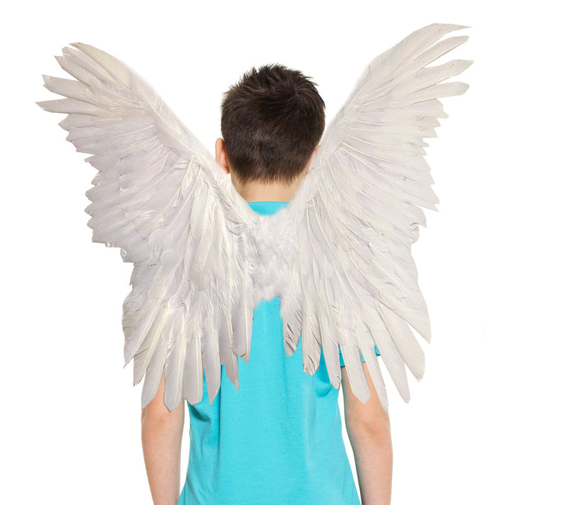 Grandes alas de ángel de hadas de plumas blancas o negras con halo gratis para disfraces de Halloween Adultos Hombres Mujeres - SACASUSA