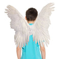 Grandes alas de ángel de hadas de plumas blancas o negras con halo gratis para disfraces de Halloween Adultos Hombres Mujeres - SACASUSA