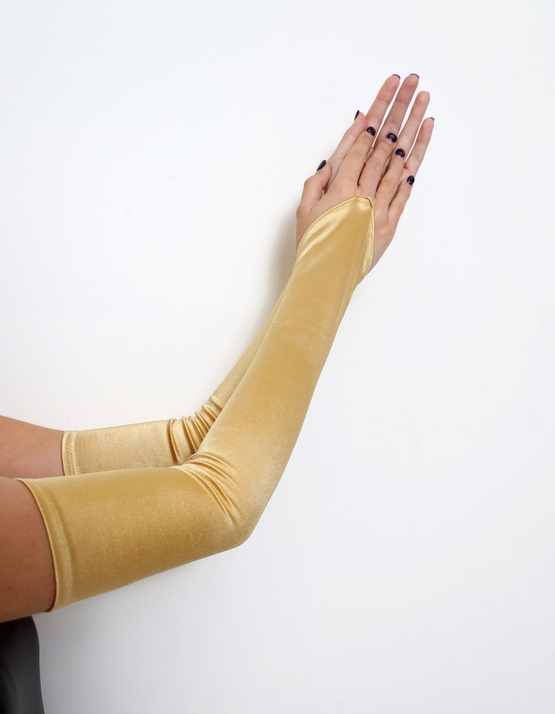 Guante dorado Extra largo sin dedos sobre el codo, guante de Color satinado para novia, fiesta de Halloween, Cosplay Formal de 23 ", accesorio para fotografá­a de graduación - SACASUSA