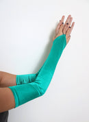 Guante verde Extra largo sin dedos sobre el codo, guante de Color satinado para novia, fiesta de Halloween, Cosplay Formal de 23 ", accesorio para fotografá­a de graduación - SACASUSA