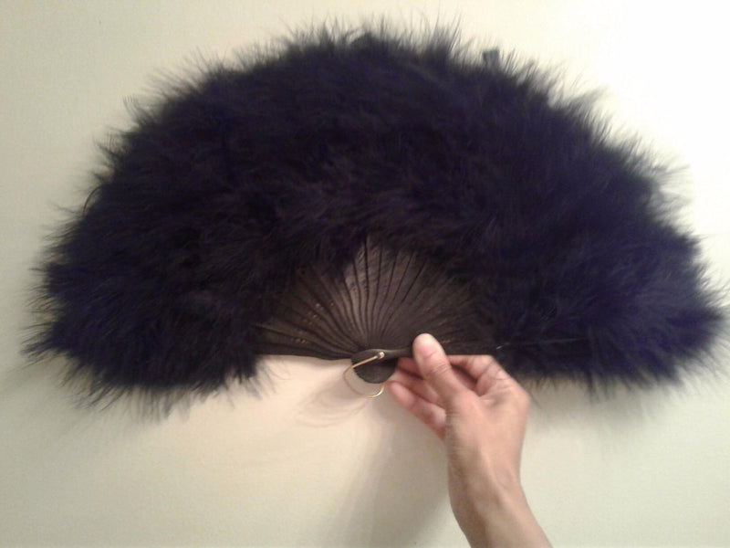 Hecho a mano grande negro plegable mano pluma mano ventilador rugiente fiesta de los años 20 fiesta de disfraces de Halloween fiesta de niña, ventilador de boda nupcial, regalo favor nuevo - SACASUSA