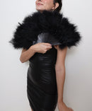 Hecho a mano grande negro plegable mano pluma mano ventilador rugiente fiesta de los años 20 fiesta de disfraces de Halloween fiesta de niña, ventilador de boda nupcial, regalo favor nuevo - SACASUSA