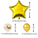 Juego de decoraciones de globos de feliz cumpleaños de 16 pulgadas: 13 pancartas con letras, 2 láminas de estrellas gigantes, 4 confeti, 6 globos de látex (dorado) - SACASUSA