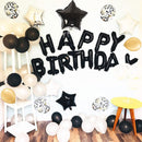 Juego de decoraciones de globos de feliz cumpleaños de oro negro de 16 pulgadas, 13 piezas, pancarta con letras, globos de papel de estrella gigante, globos de confeti de 12 pulgadas, globos de látex - SACASUSA