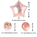 Juego de decoraciones de globos de feliz cumpleaños de oro rosa de 16 pulgadas: pancarta de letras de 13 piezas, lámina de estrella gigante de 2 piezas, confeti de 4 piezas, globos de látex de 6 piezas - SACASUSA