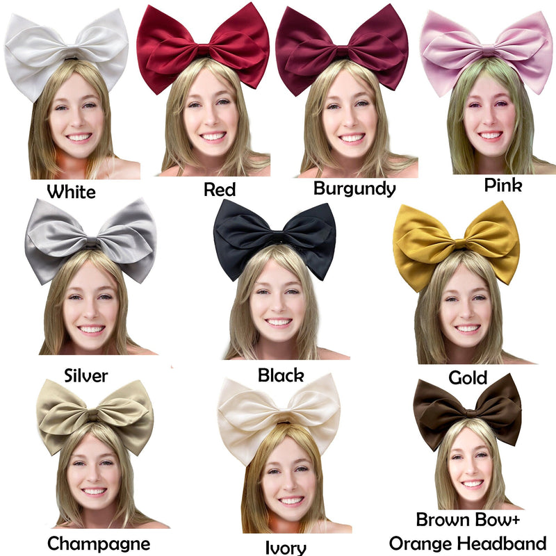 Lindo Oversize Big Satin Bow Cosplay Diadema Cabello Grande Rosa Negro Marrón Blanco Oro Rojo Plata Borgoña Arco Rosa Mujeres Anime Hair Bow Adulto - SACASUSA