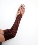 Marrón Extra largo sin dedos sobre el codo grado A nupcial satén Color guante fiesta de Halloween Cosplay Formal 23 "Prom Photo prop - SACASUSA