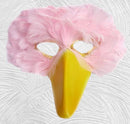 Máscara de pájaro de pluma rosa suave hecha a mano con pico amarillo para disfraz de Halloween fiesta de cosplay adultos mujeres hombres pájaro grande - SACASUSA