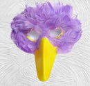 Máscara de pájaro de plumas de lavanda púrpura claro hecha a mano con pico amarillo para disfraz de Halloween fiesta de cosplay adultos mujeres hombres pájaro grande - SACASUSA