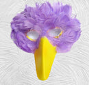 Máscara de pájaro de plumas de lavanda púrpura claro hecha a mano con pico amarillo para disfraz de Halloween fiesta de cosplay adultos mujeres hombres pájaro grande - SACASUSA